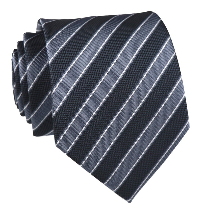 Elfeves Men's Dark Grey Neckties Silk For Men Suit Fitness Dating Fashion Prom Formal Ties - Image 1